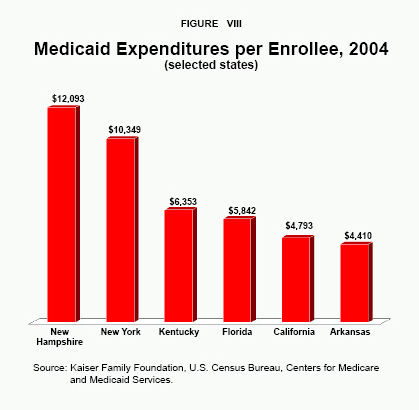 Figure VIII - Medicaid Expenditures per Enrollee%2C 2004