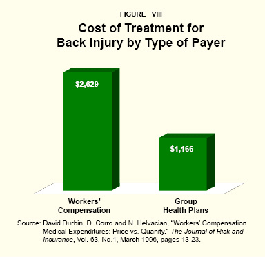 Figure VIII - Cost of Treatment for Back Injury by Type of Payer